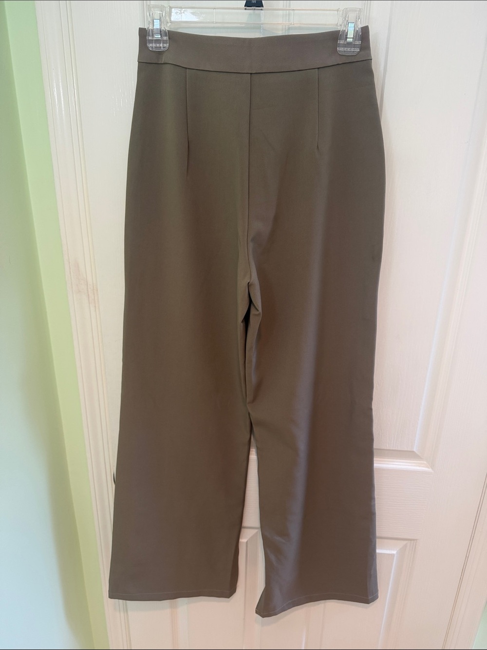 Nasty Gal Olive Wide-Leg Pull-On Trousers - Picture 2 of 3